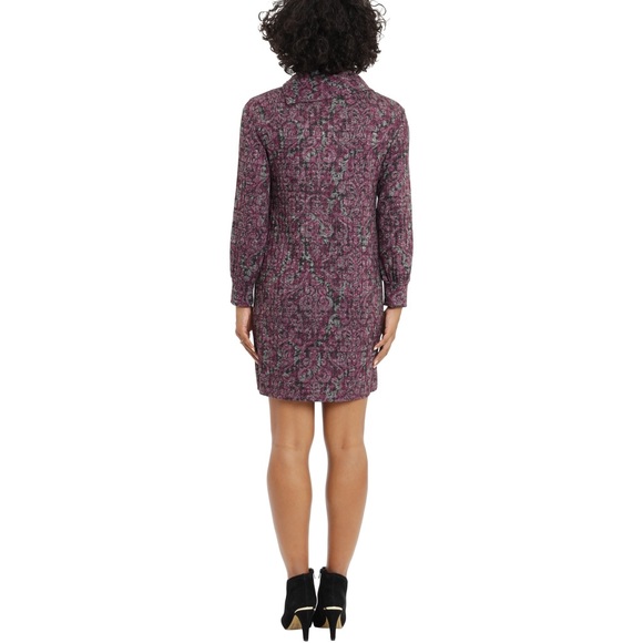 London Times Blurry Medallions Turtleneck Shift Wine & Grey Paisley, Size L, NWT - Picture 5 of 10